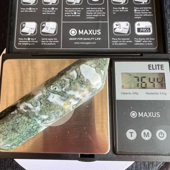 Moss Agate Crystal Double Terminated Point (#4) - Picture 6 of 12